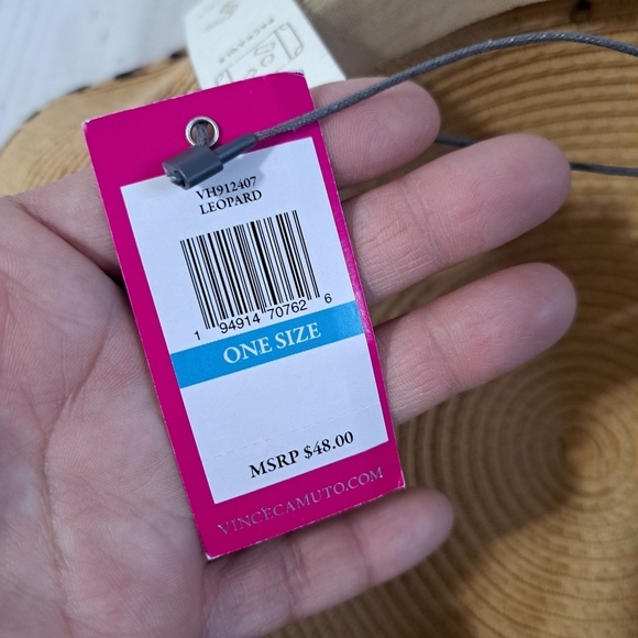 Vince Camuto Packable Tan Wide Brim Hat with Leopard Trim - Picture 5 of 5